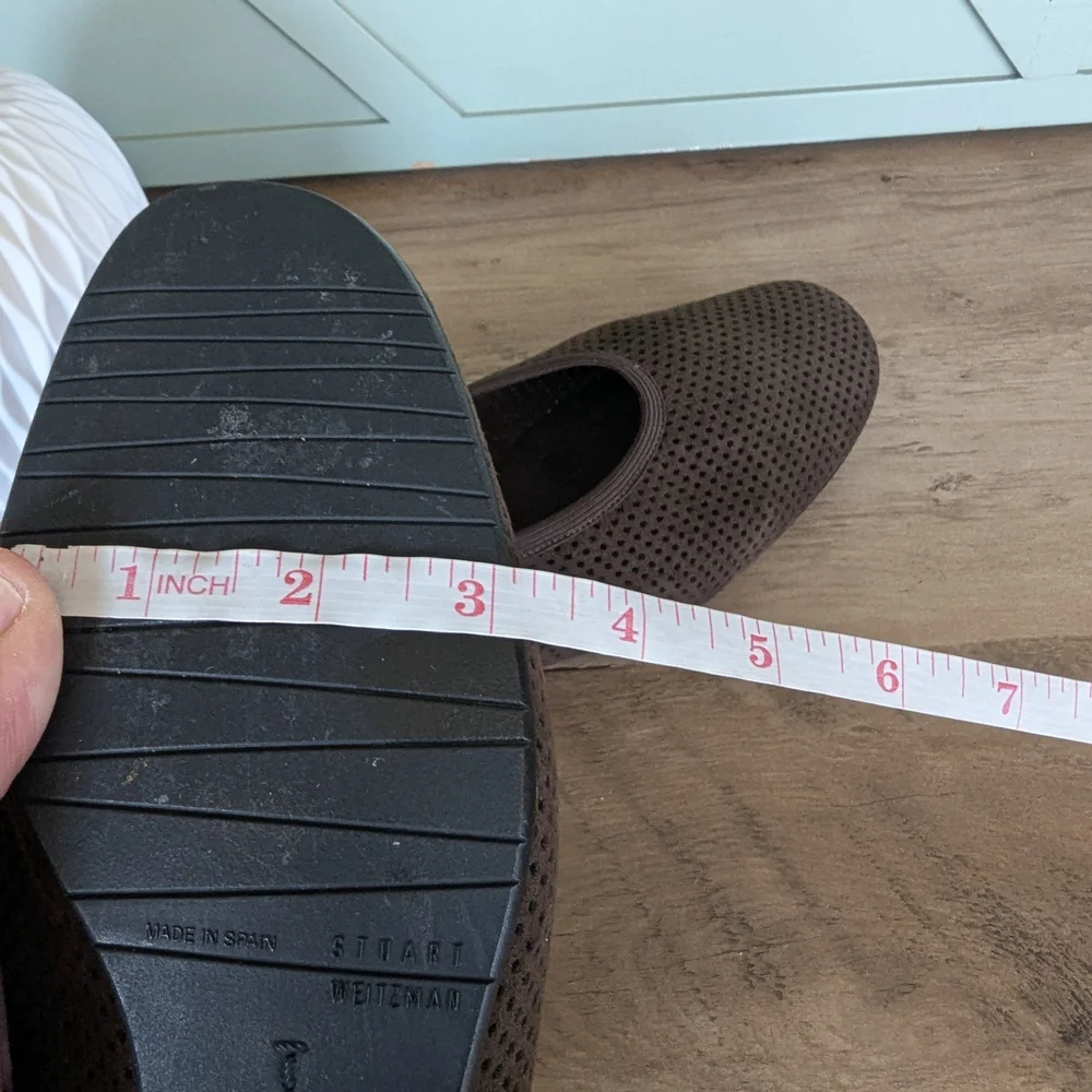 Stuart Weitzman Brown Perforated Slip-On Flats